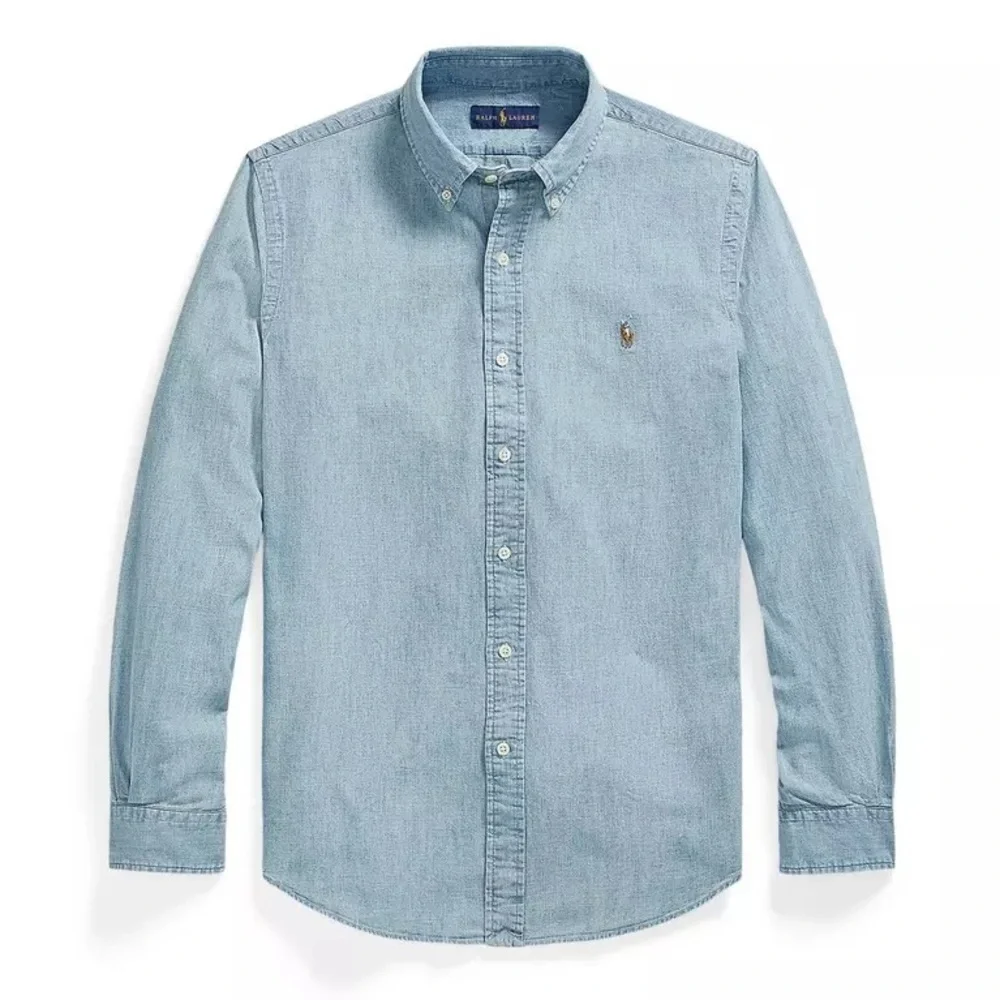 Ralph Lauren boys button down shirt oxford chambray cotton long sleeve polo pony
